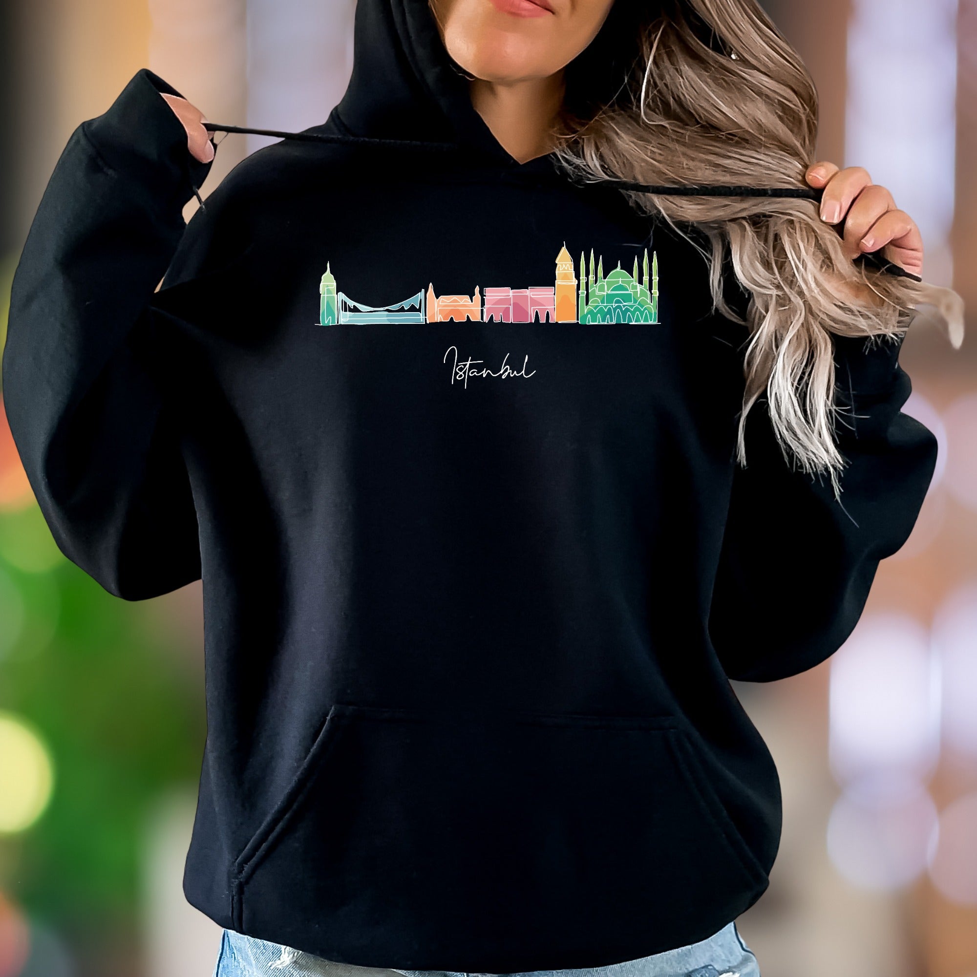 "Istanbul" | Minimal Line Art Unisex Adult Hoodie | Travel Cityscape