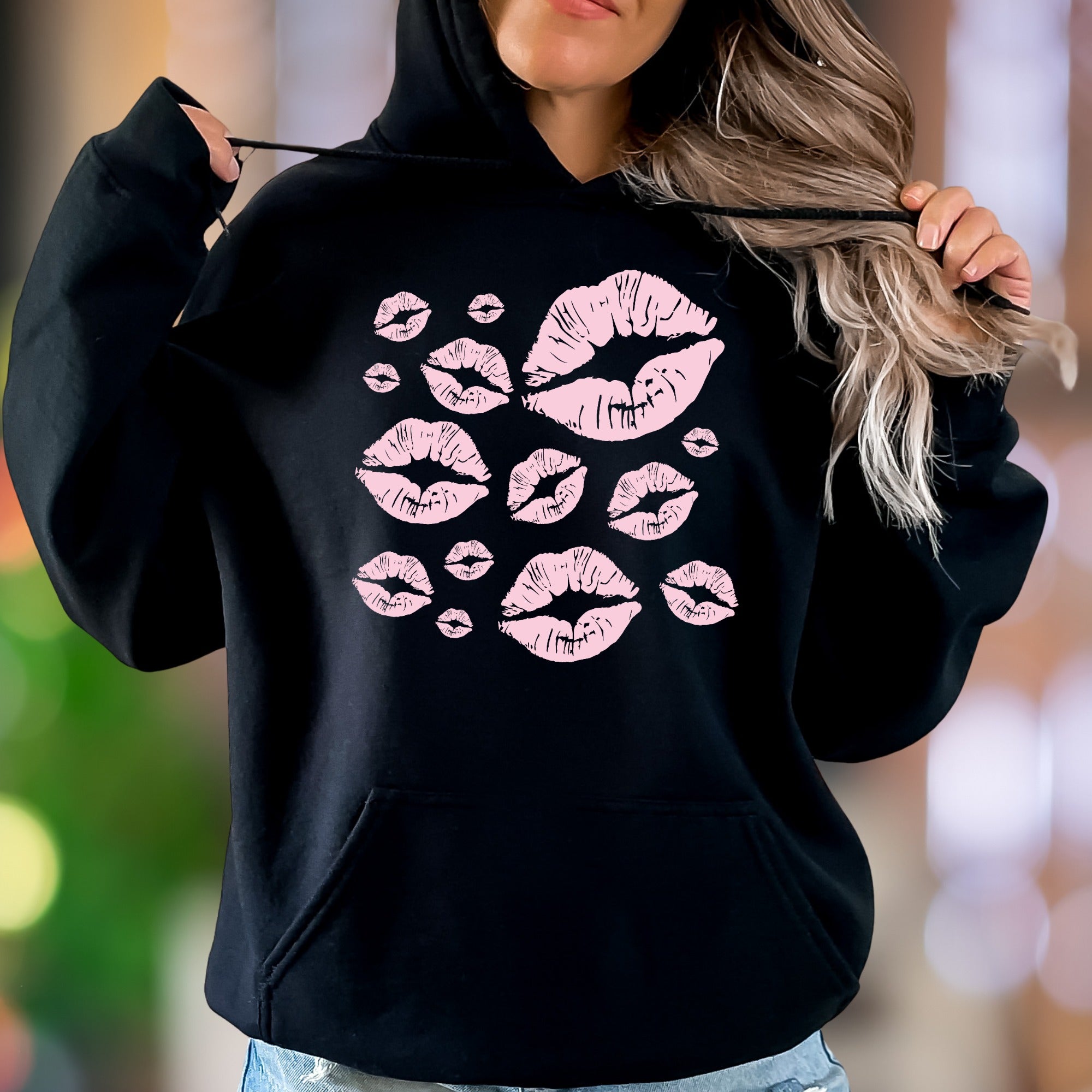 "Love Kisses" | Bold Graphic Unisex Adult Hoodie | Romantic Expression