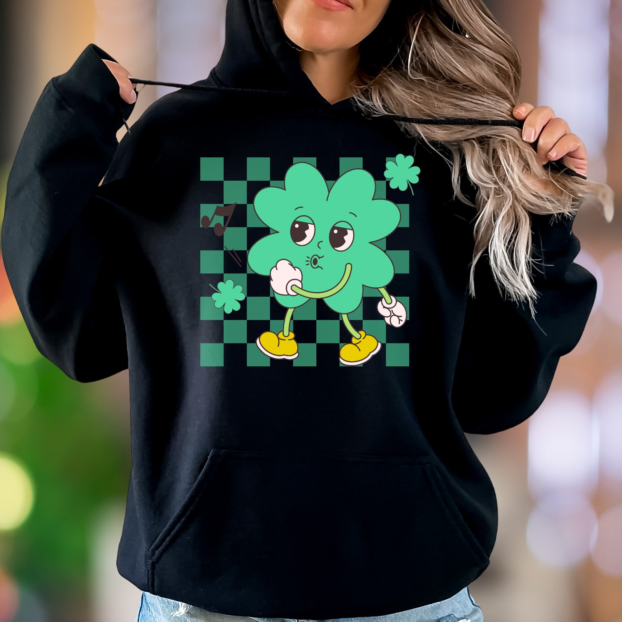 "Shamrock Groove" | Retro Cartoon Unisex Adult Hoodie | St. Patrick's Day Fun