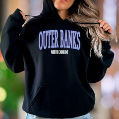 "Outer Banks North Carolina" | Retro Bold Typography Unisex Adult Hoodie | Coastal Lifestyle Apparel