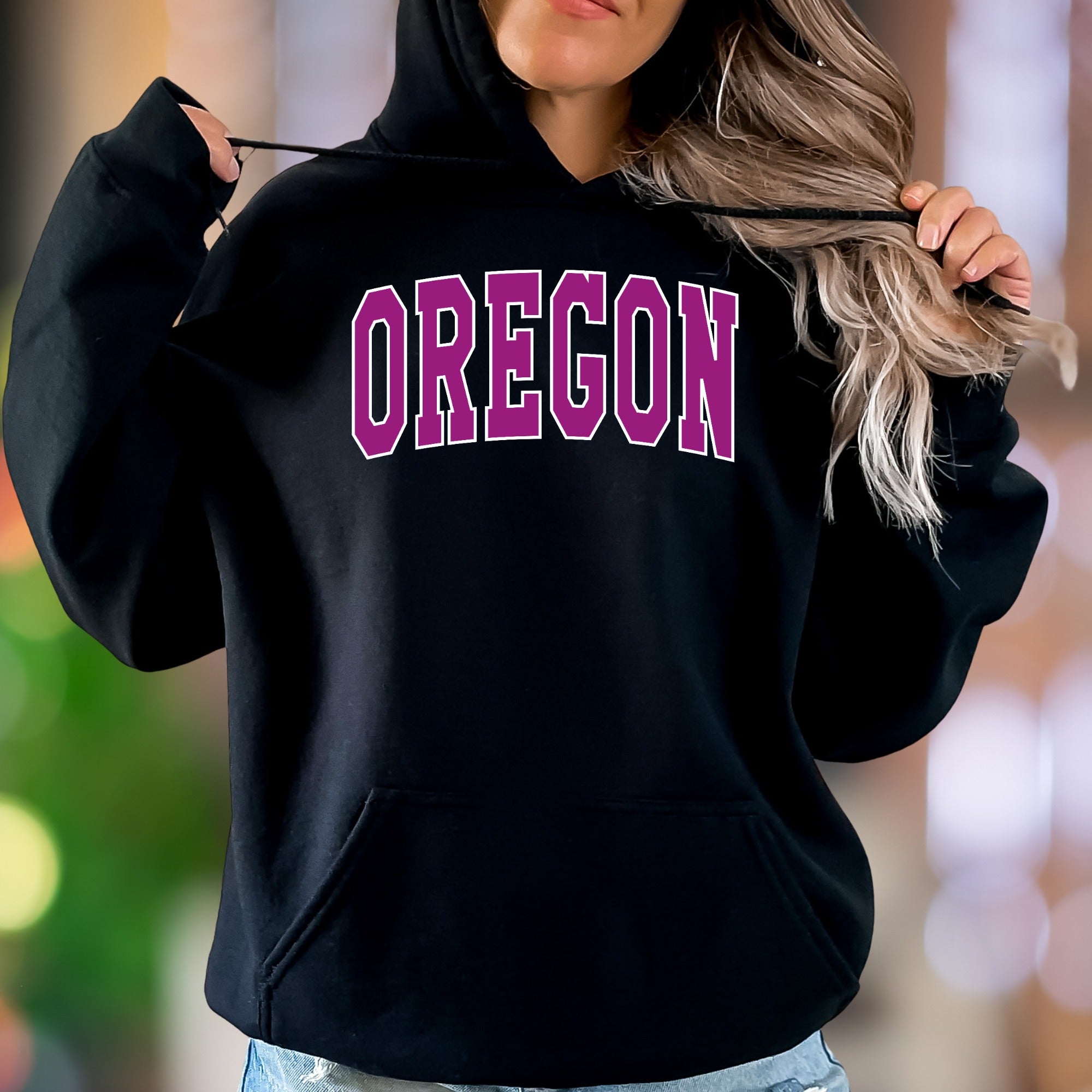 "OREGON" | Retro Block Letter Unisex Adult Hoodie | State Pride Apparel