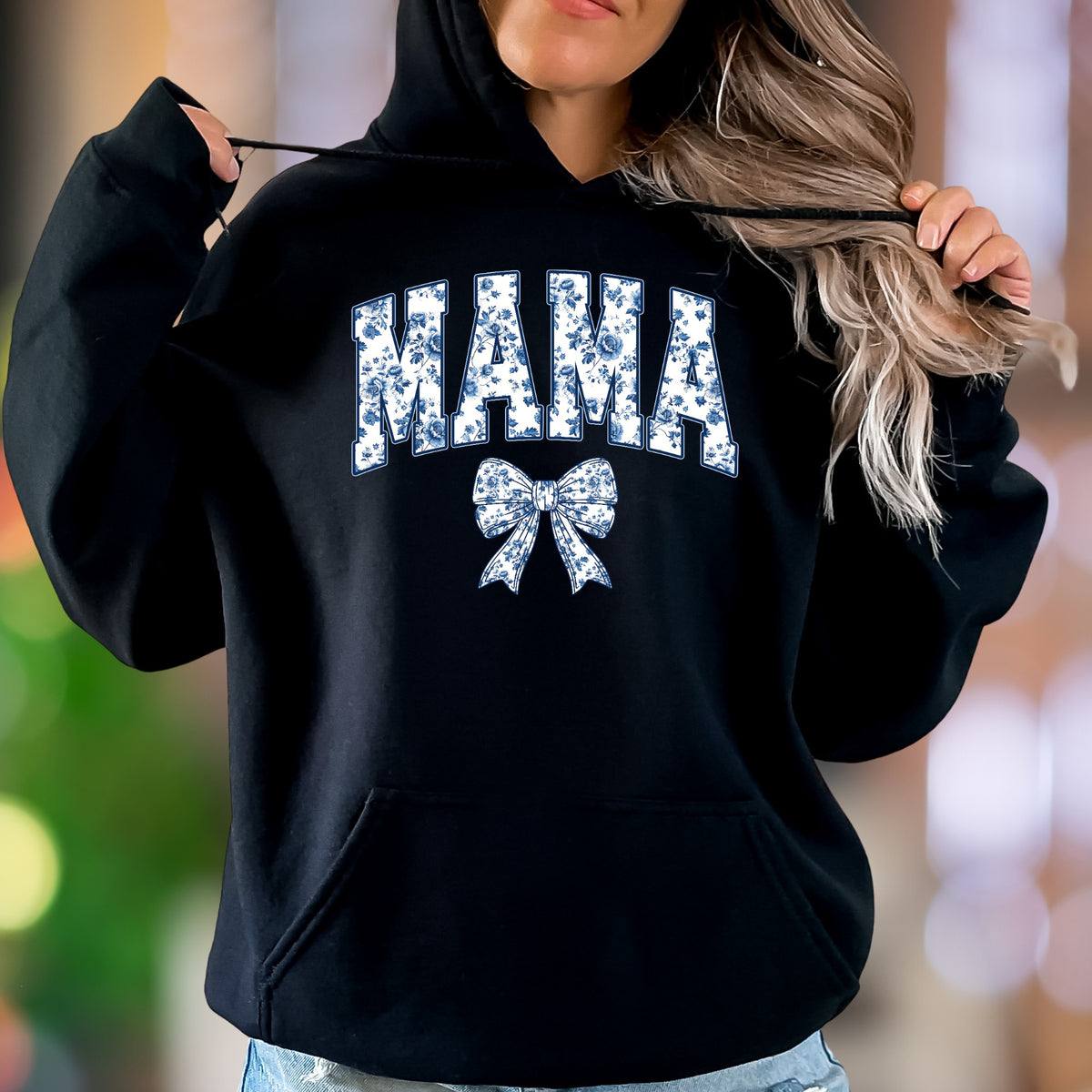 "MAMA" Floral Bow Unisex Adult Hoodie | Sweet Chic Mom Lifestyle