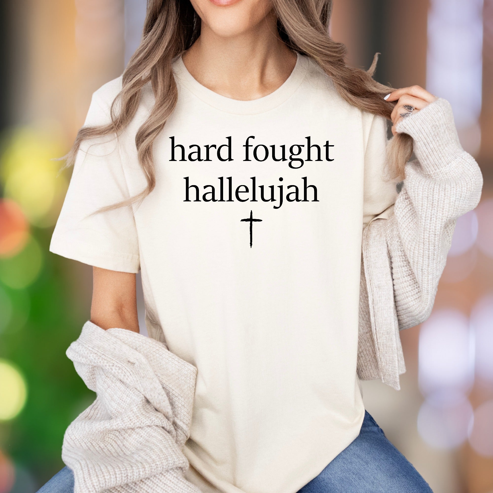"hard fought hallelujah" | Spiritual Statement Unisex Adult T-Shirt | Faith-Inspired Motivation