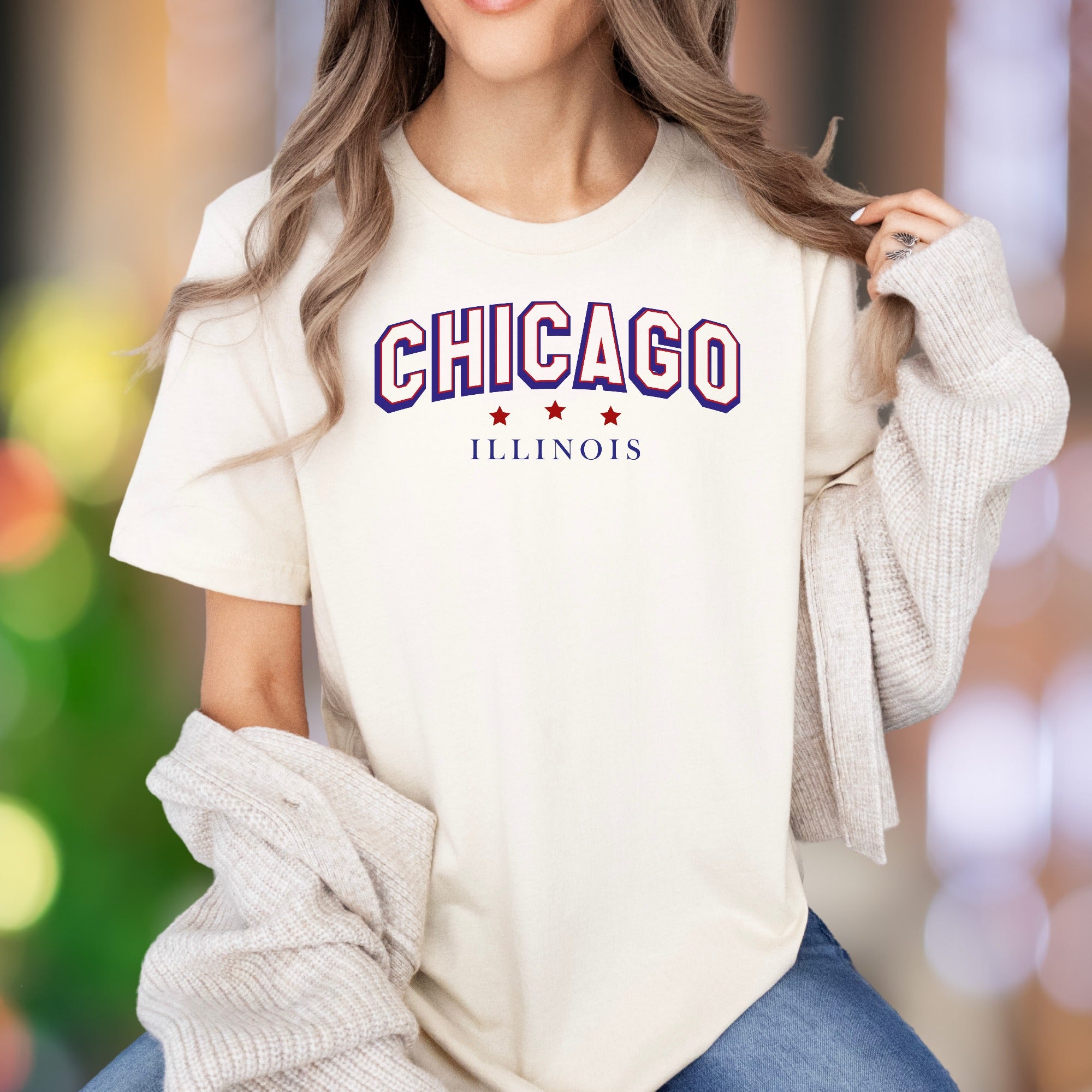 "CHICAGO ILLINOIS" | Retro Typography Unisex Adult T-Shirt | City Pride Apparel