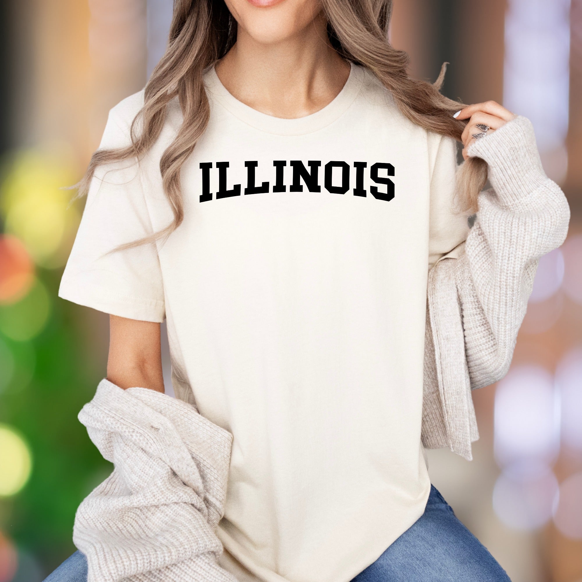 "ILLINOIS" | Bold Typography Unisex Adult T-Shirt | State Pride Lifestyle