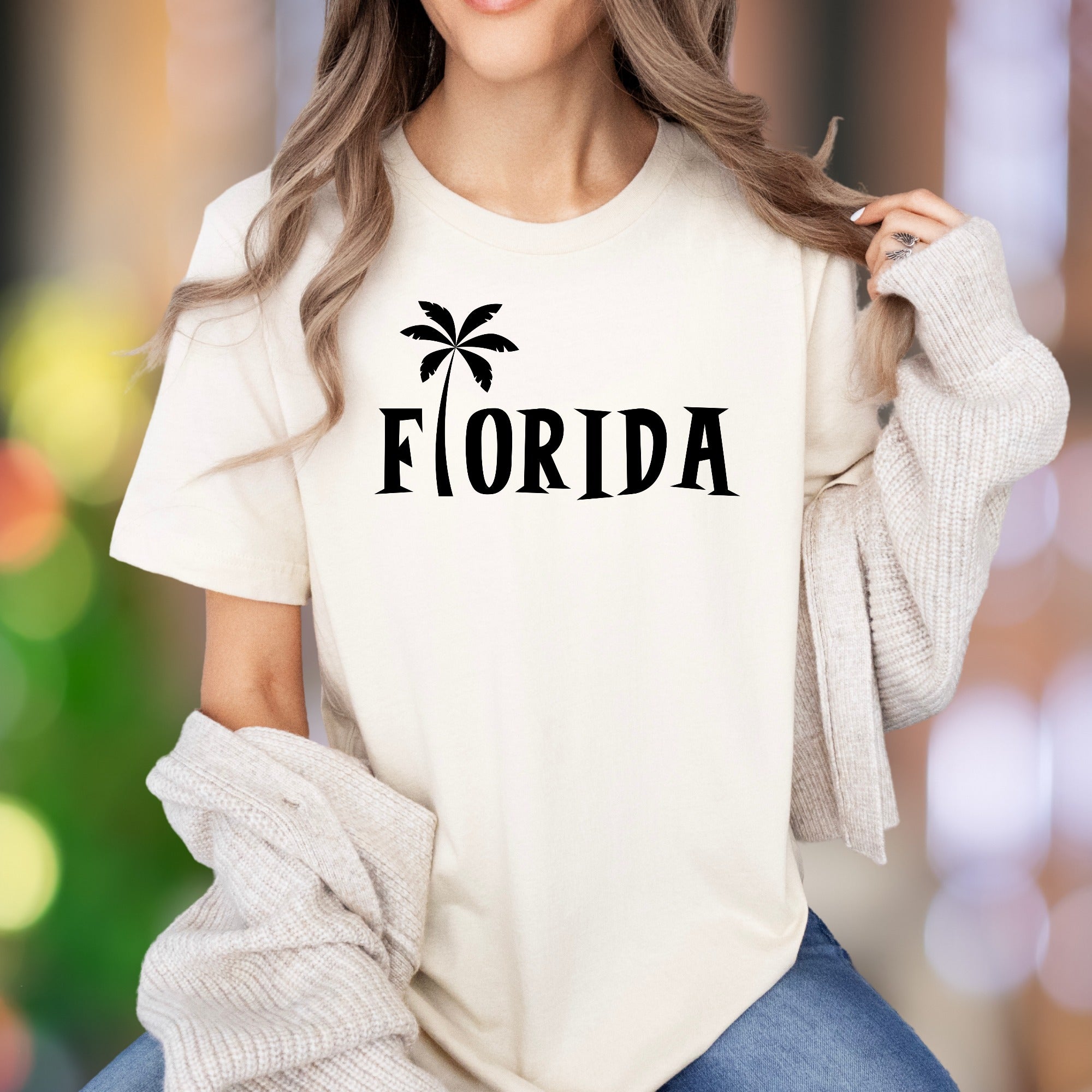 "Florida" | Palm Tree Typography Unisex Adult T-Shirt | Tropical Lifestyle