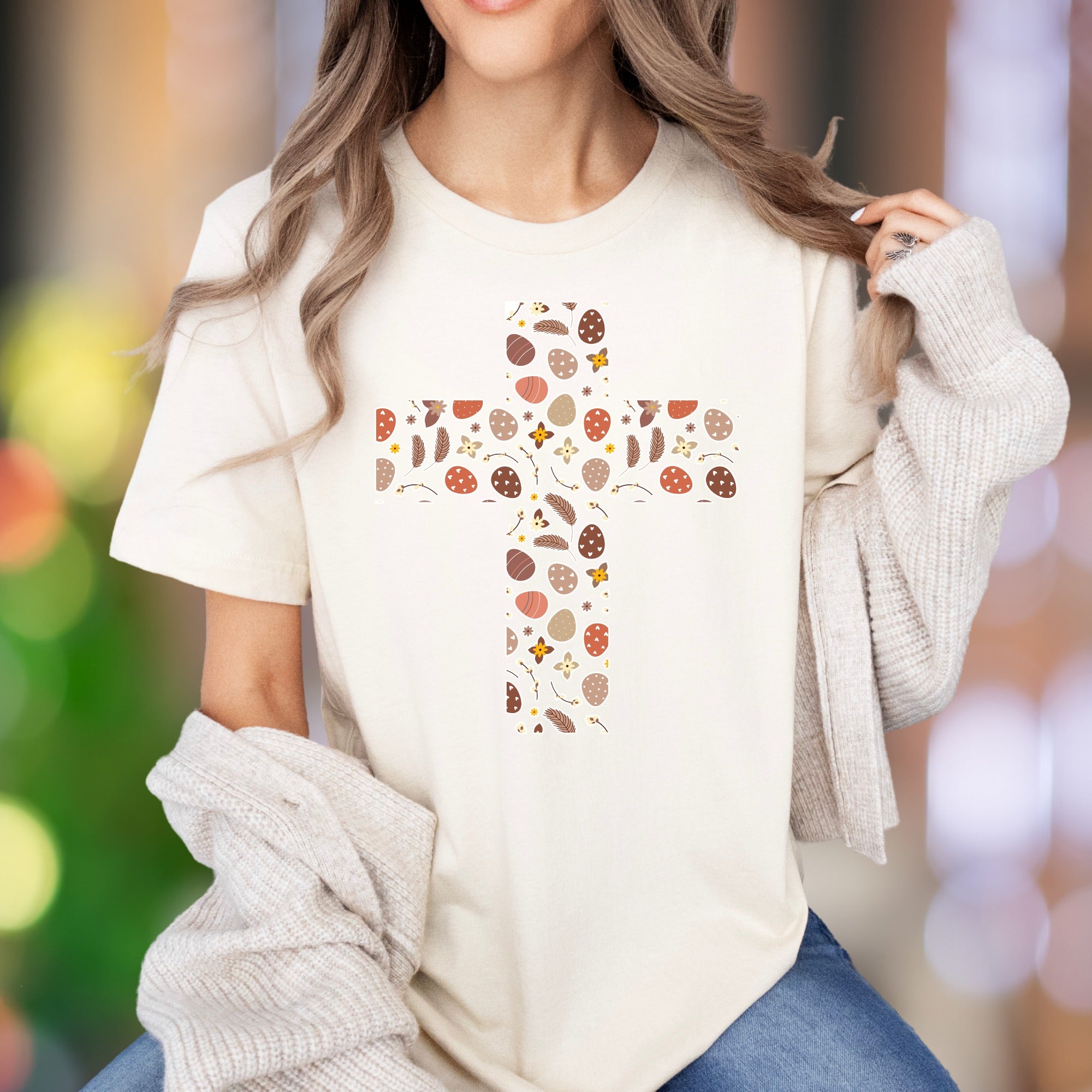 "Easter Cross" | Festive Pattern Unisex Adult T-Shirt | Holiday Lifestyle