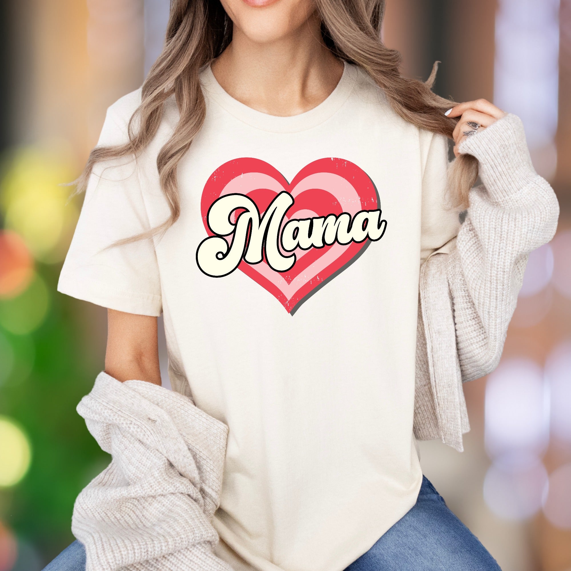 "Mama" | Retro Heart Graphic Unisex Adult T-Shirt | Motherhood Lifestyle