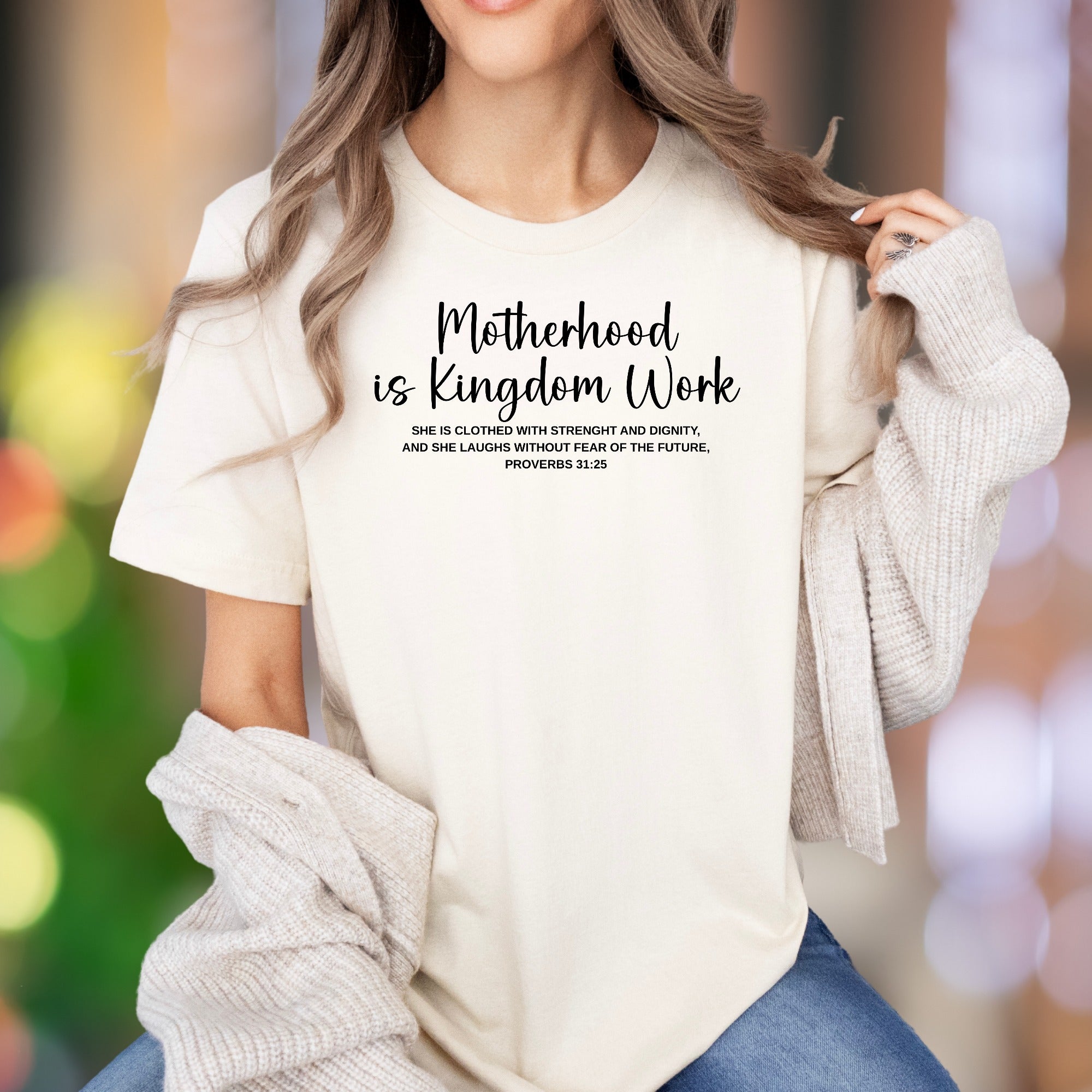 "Motherhood is Kingdom Work" | Script Typography Unisex Adult T-Shirt | Empowering Lifestyle