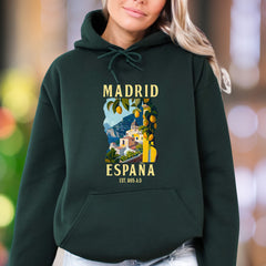 "MADRID ESPANA" | Vintage Travel Graphic Unisex Adult Hoodie | Wanderlust Apparel