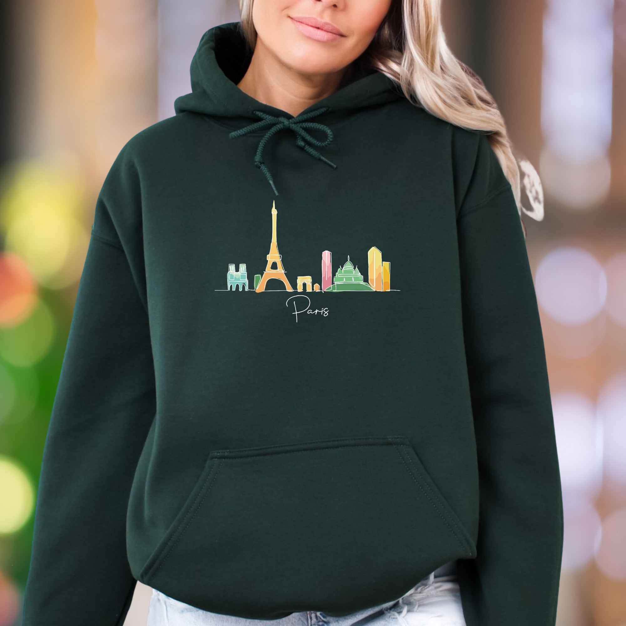 "Paris Skyline" | Minimal Line Art Unisex Adult Hoodie | Travel Lifestyle