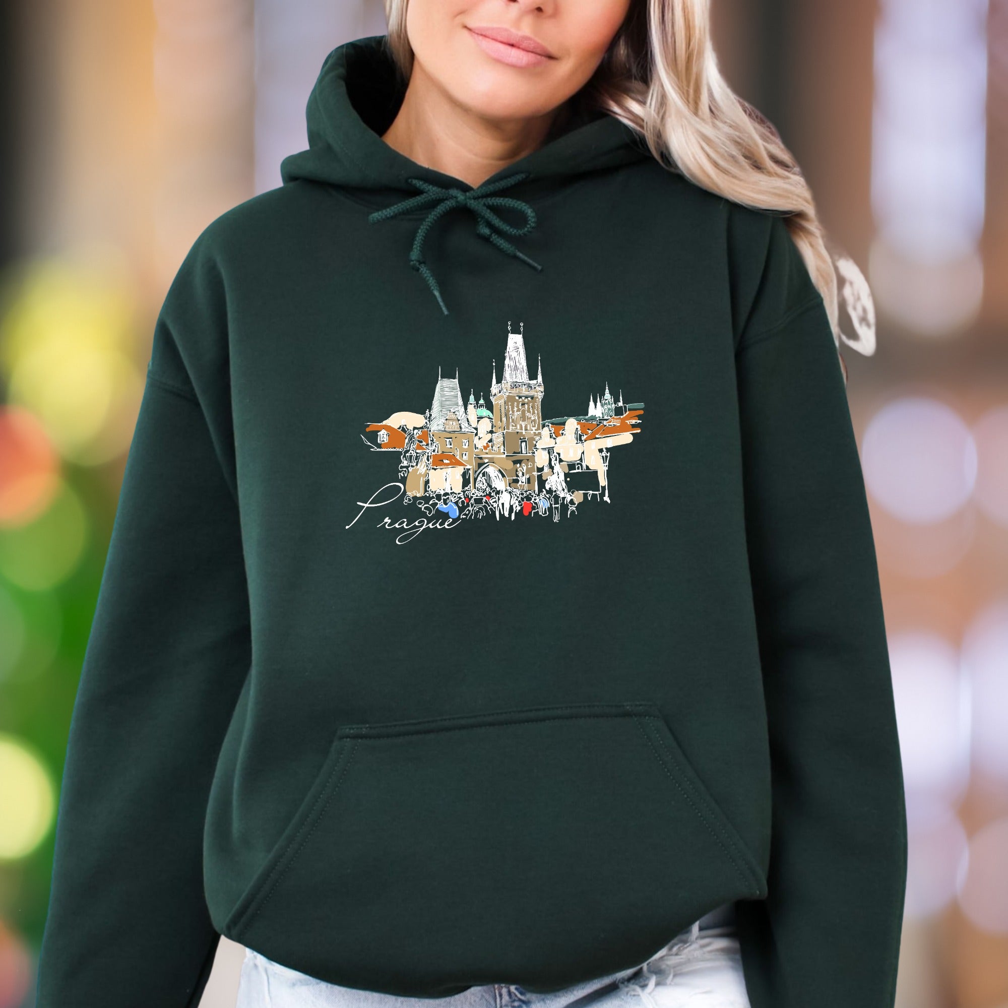 "Prague" | City Sketch Streetwear Unisex Adult Hoodie | Travel Lifestyle