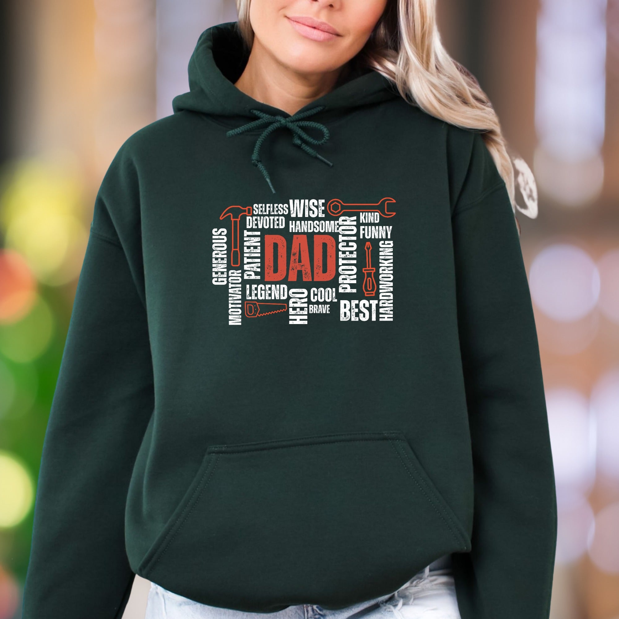 "DAD" Word Cloud Graphic Unisex Adult Hoodie | Motivational Identity