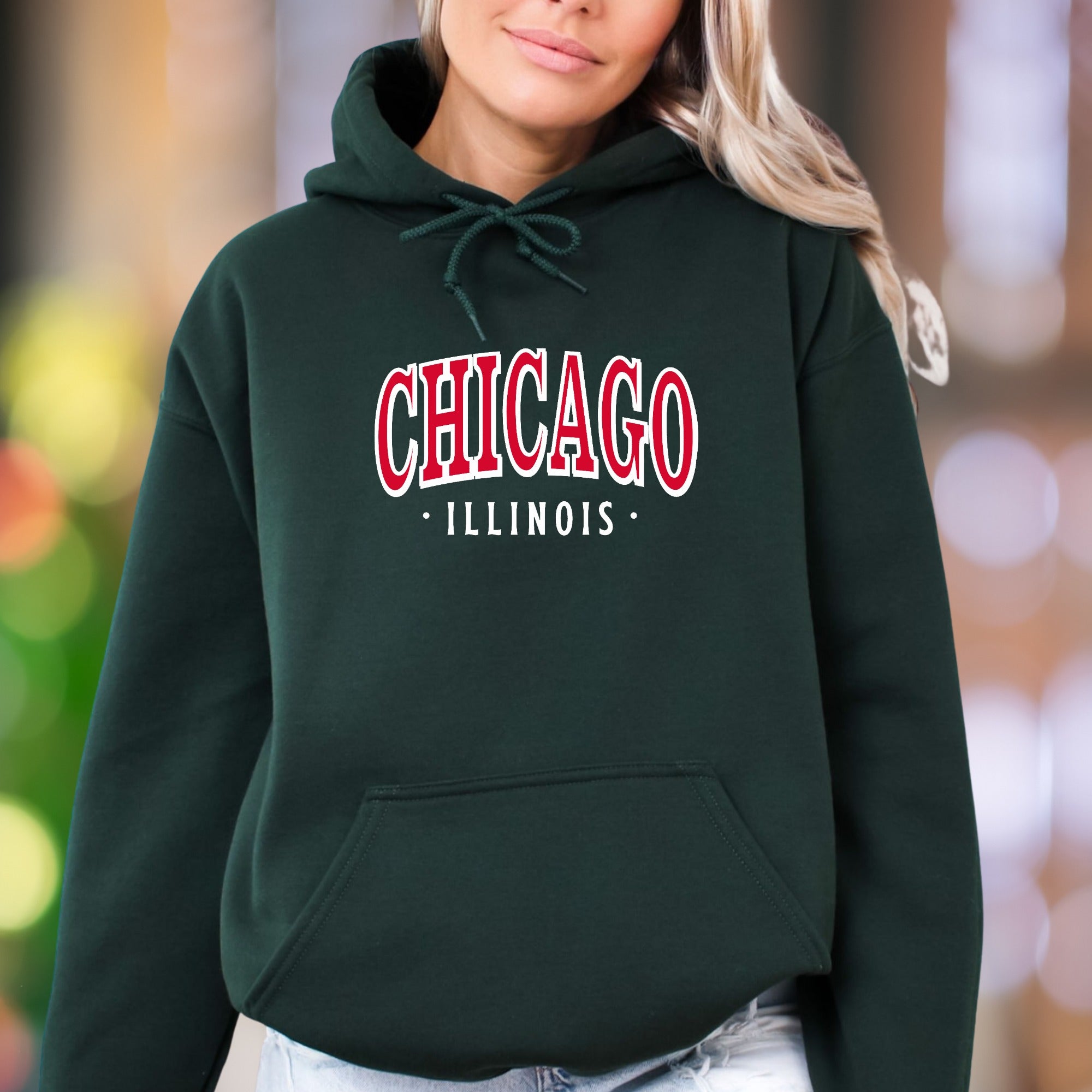 "Chicago Illinois" | Arch Text Streetwear Unisex Adult Hoodie | City Pride Apparel