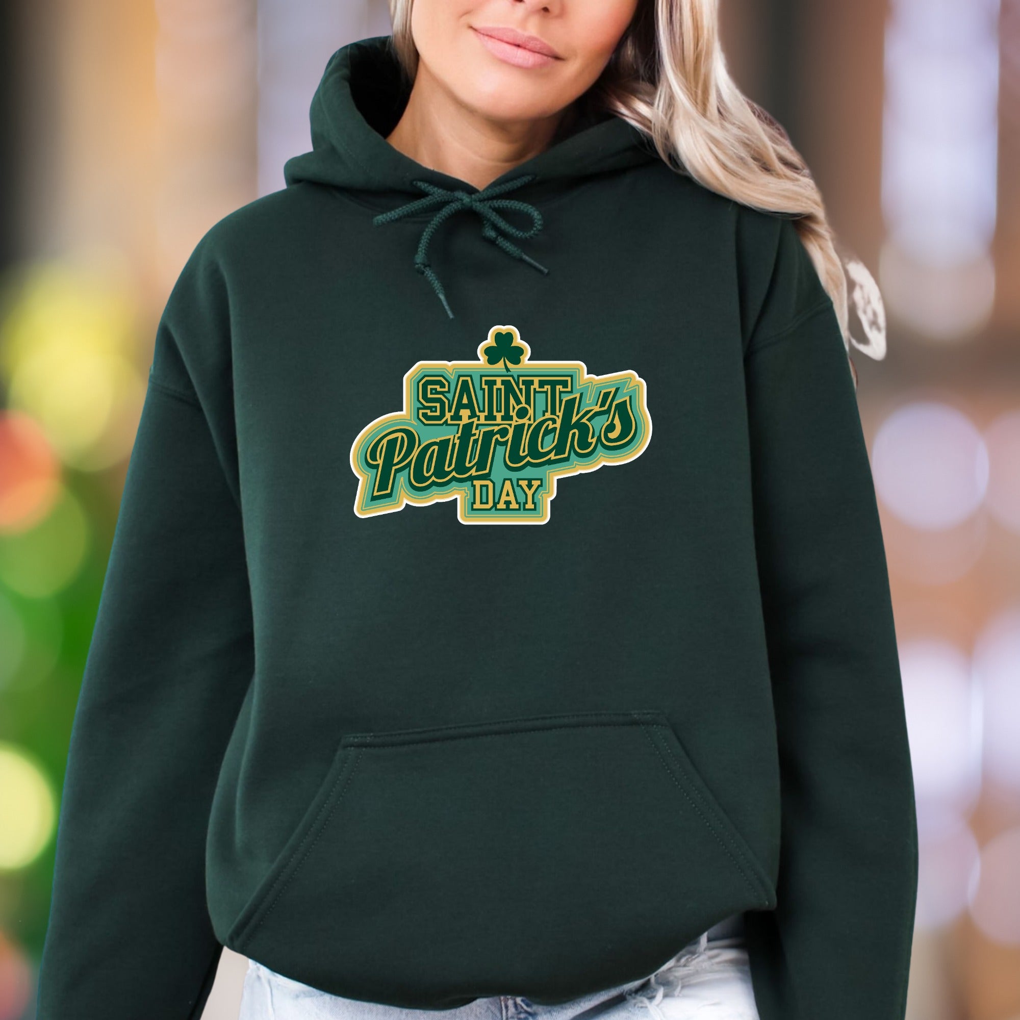 "Saint Patrick's Day" | Retro Typographic Unisex Adult Hoodie | Festive Holiday Apparel