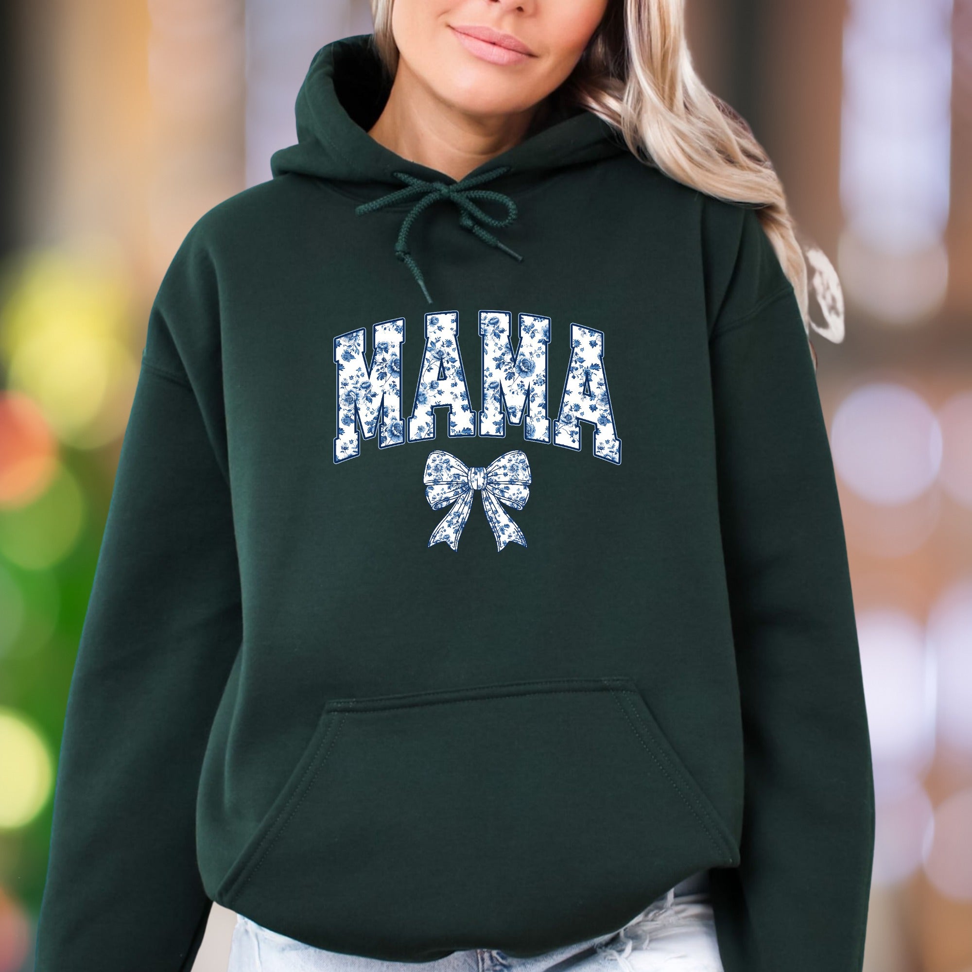 "MAMA" Floral Bow Unisex Adult Hoodie | Sweet Chic Mom Lifestyle