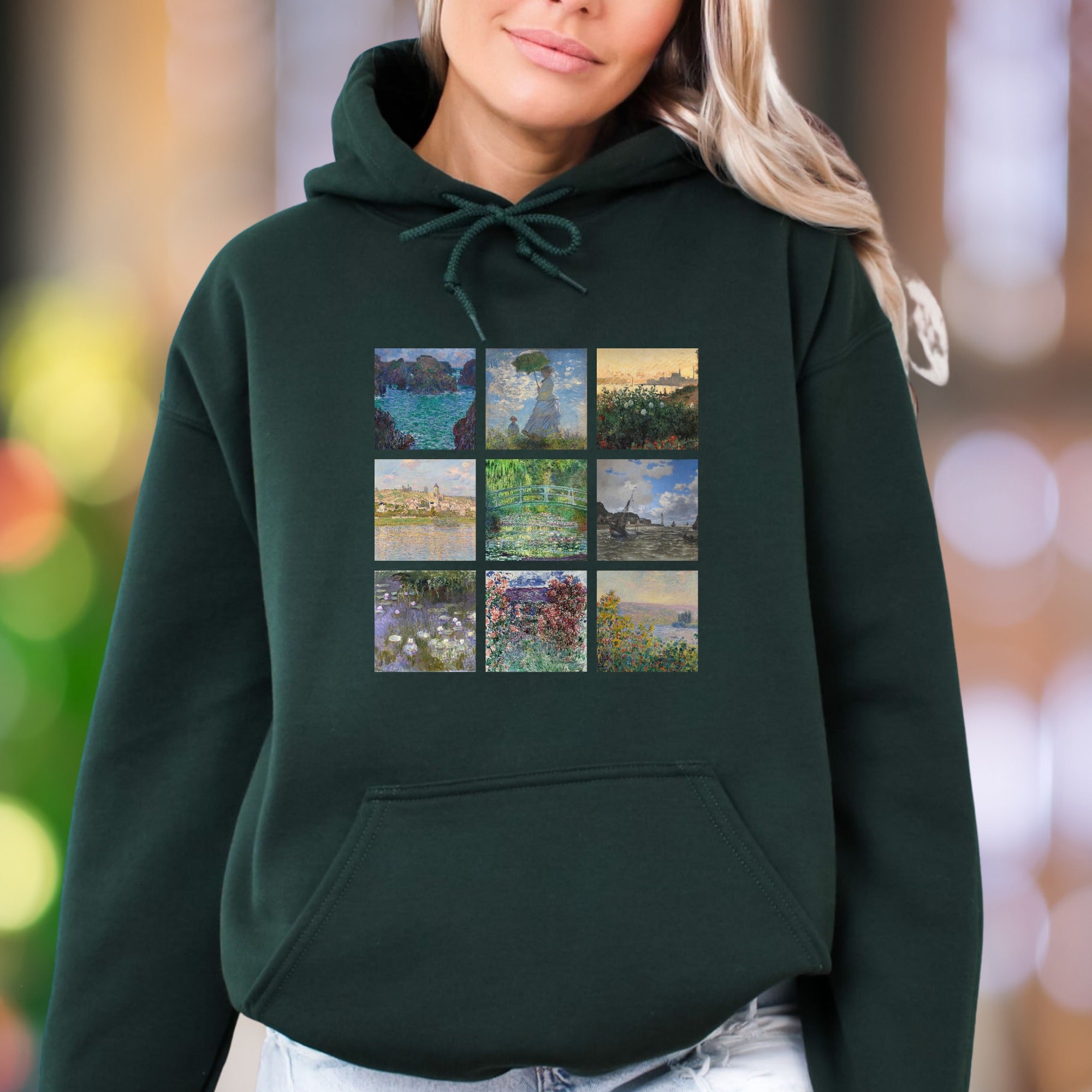 "Impressionist Grid" | Vintage Art Unisex Adult Hoodie | Creative Expression