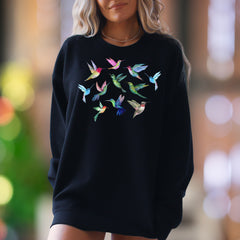 Hummingbird Flock Unisex Sweatshirt - Vibrant Colorful Bird Design 