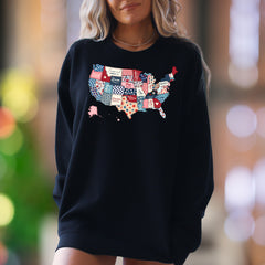 "Loved, Empowered, Brave, Free, Strong, Precious, Victorious" | Patchwork Map Unisex Adult Sweatshirt | Spiritual Confidence