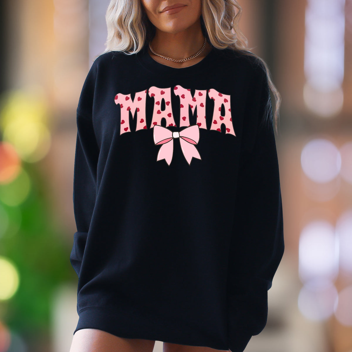 "MAMA" | Heart Pattern Unisex Adult Sweatshirt | Loving Mom Lifestyle