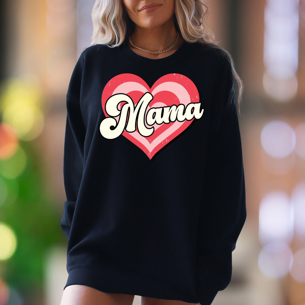 "Mama" | Retro Heart Graphic Unisex Adult Sweatshirt | Motherhood Lifestyle