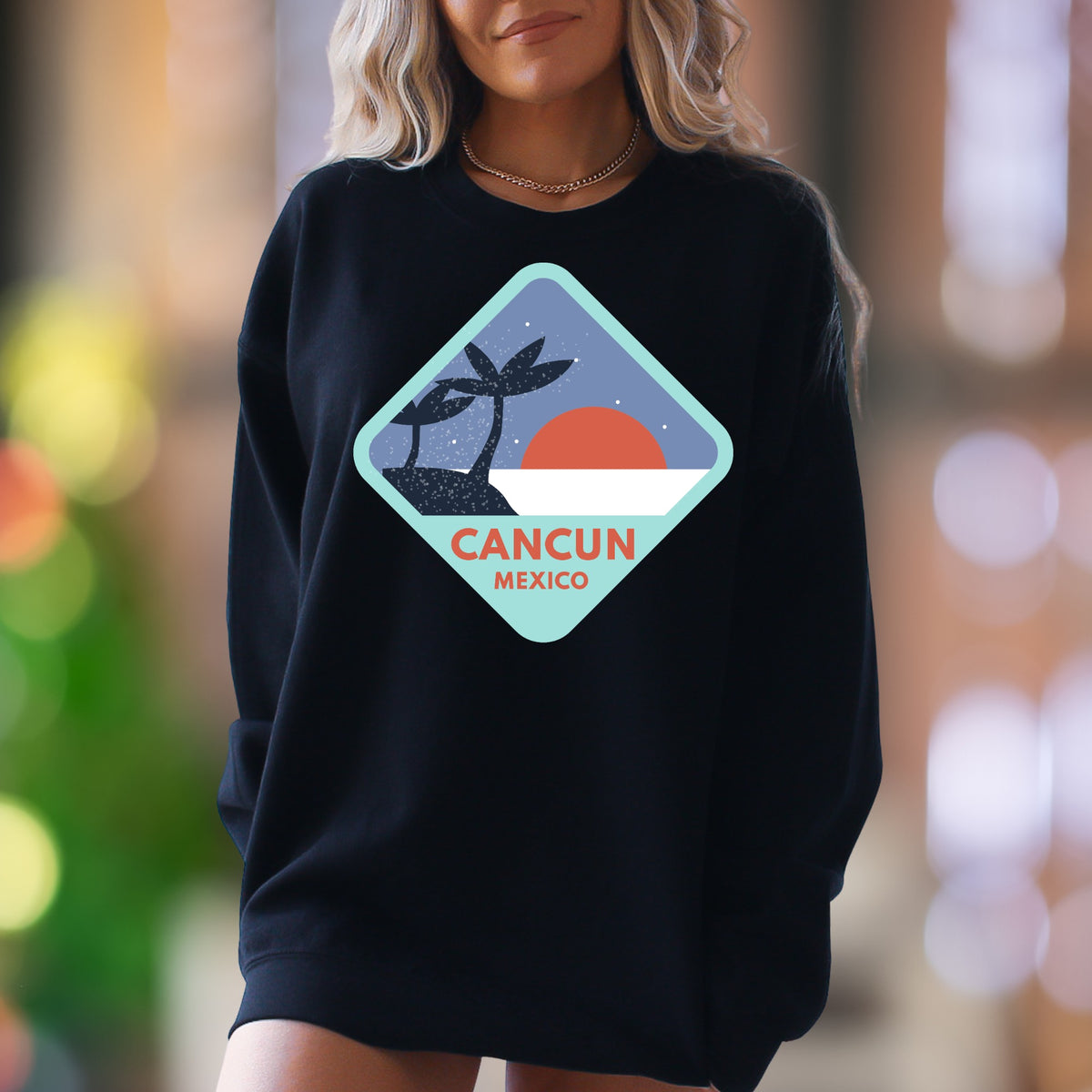 "Cancun Mexico" | Retro Travel Graphic Unisex Adult Sweatshirt | Vacation Lifestyle