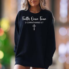 "Faith Over Fear" | Script Typography Unisex Adult Sweatshirt | Inspirational Lifestyle