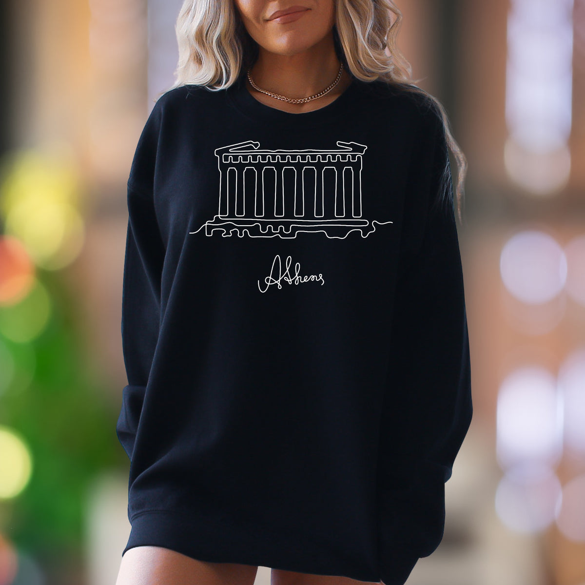 "Athens" | Minimal Line Art Unisex Adult Sweatshirt | Travel & Culture