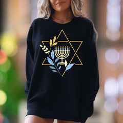 "Star of David Menorah" | Nature Inspired Unisex Adult Sweatshirt | Festive Lifestyle Apparel