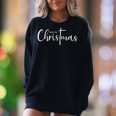"Merry Christmas" | Script Typography Unisex Adult Sweatshirt | Festive Lifestyle