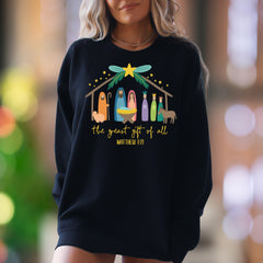 "the greast gift of all MATTHEW 1:21" | Nativity Scene Unisex Adult Sweatshirt | Festive Lifestyle