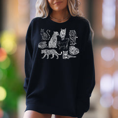 Safari Cats Sweatshirt | Wild Cat Lover Crewneck | Leopard Tiger Kitten Design