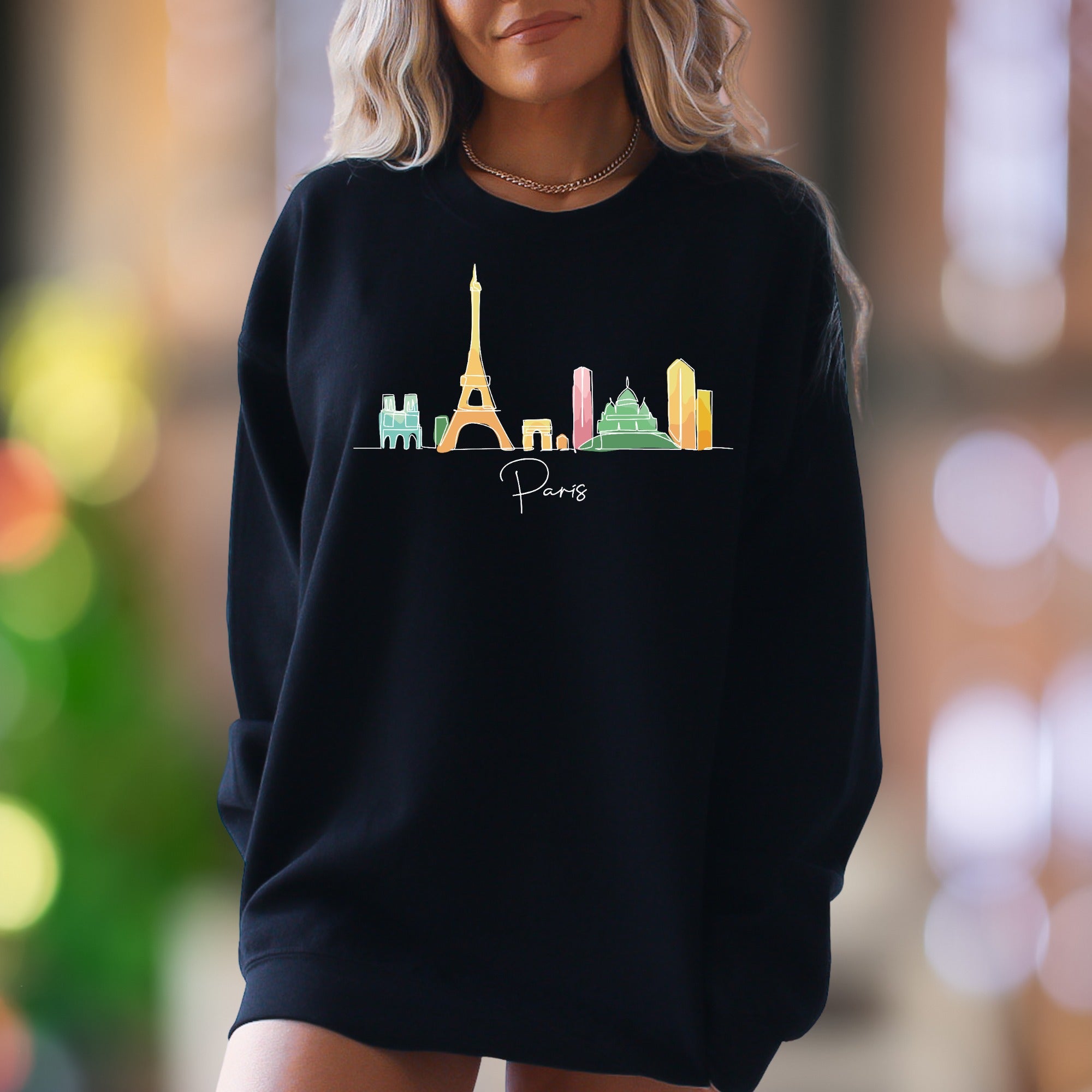 "Paris" | Minimal Skyline Unisex Adult Sweatshirt | Travel Lifestyle Apparel