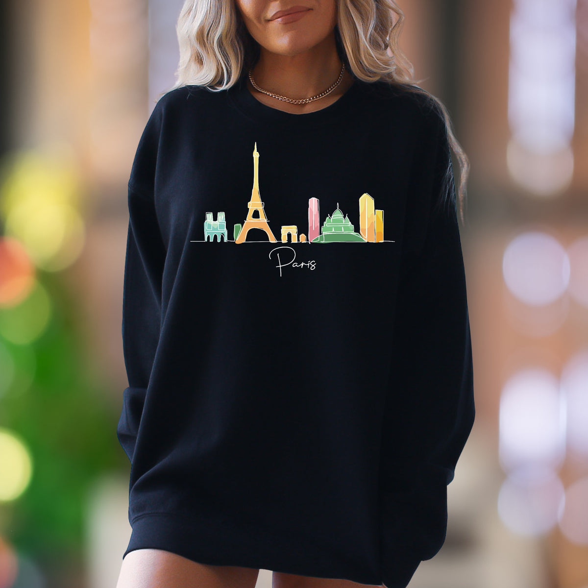 "Paris" | Minimal Skyline Unisex Adult Sweatshirt | Travel Lifestyle Apparel