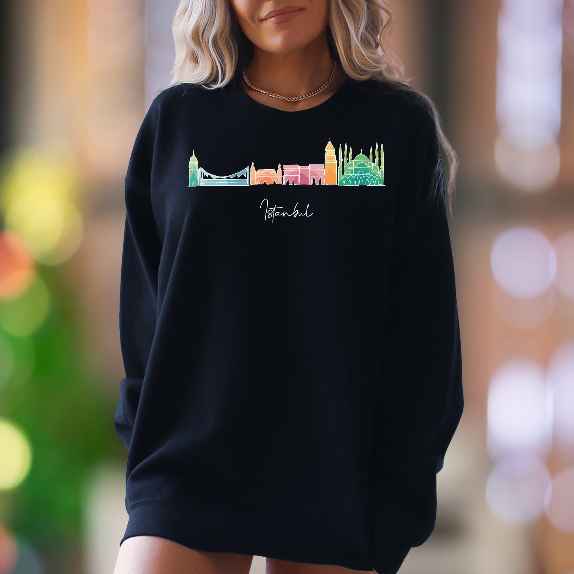 "Istanbul" | Cityscape Outline Unisex Adult Sweatshirt | Travel Lifestyle Apparel