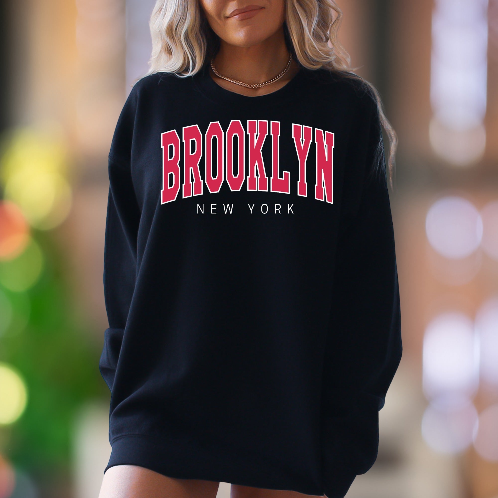 "BROOKLYN NEW YORK" | Retro Text Unisex Adult Sweatshirt | City Lifestyle