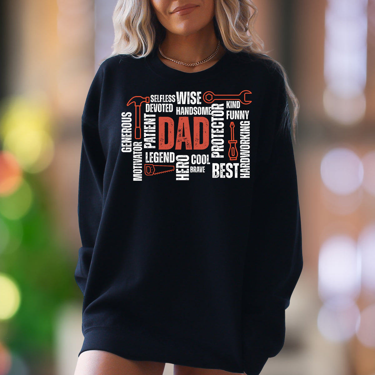 "DAD" Word Cloud Typography Unisex Adult Sweatshirt | Thoughtful Gifting