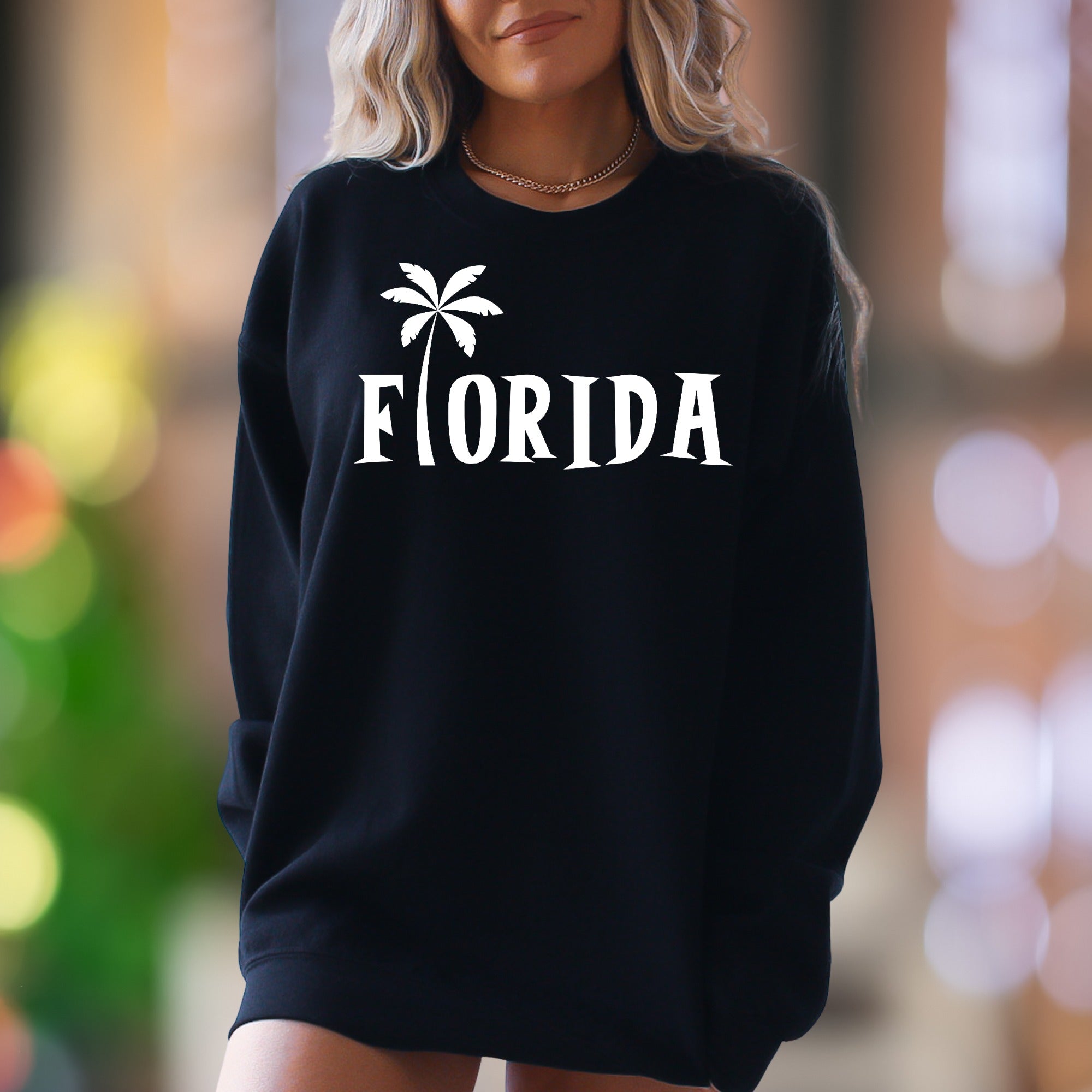 "Florida" | Retro Palm Tree Unisex Adult Sweatshirt | Tropical Lifestyle