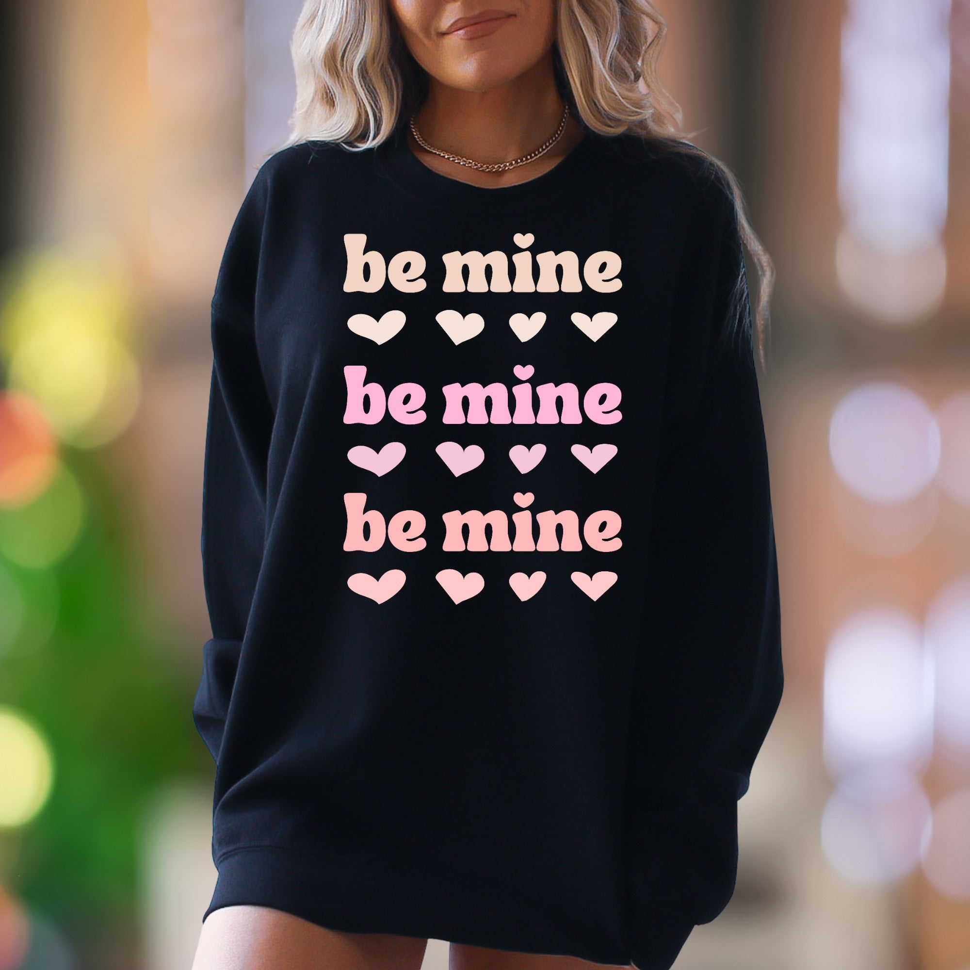 "Be Mine" | Retro Hearts Unisex Adult Sweatshirt | Romantic Lifestyle Secondary image