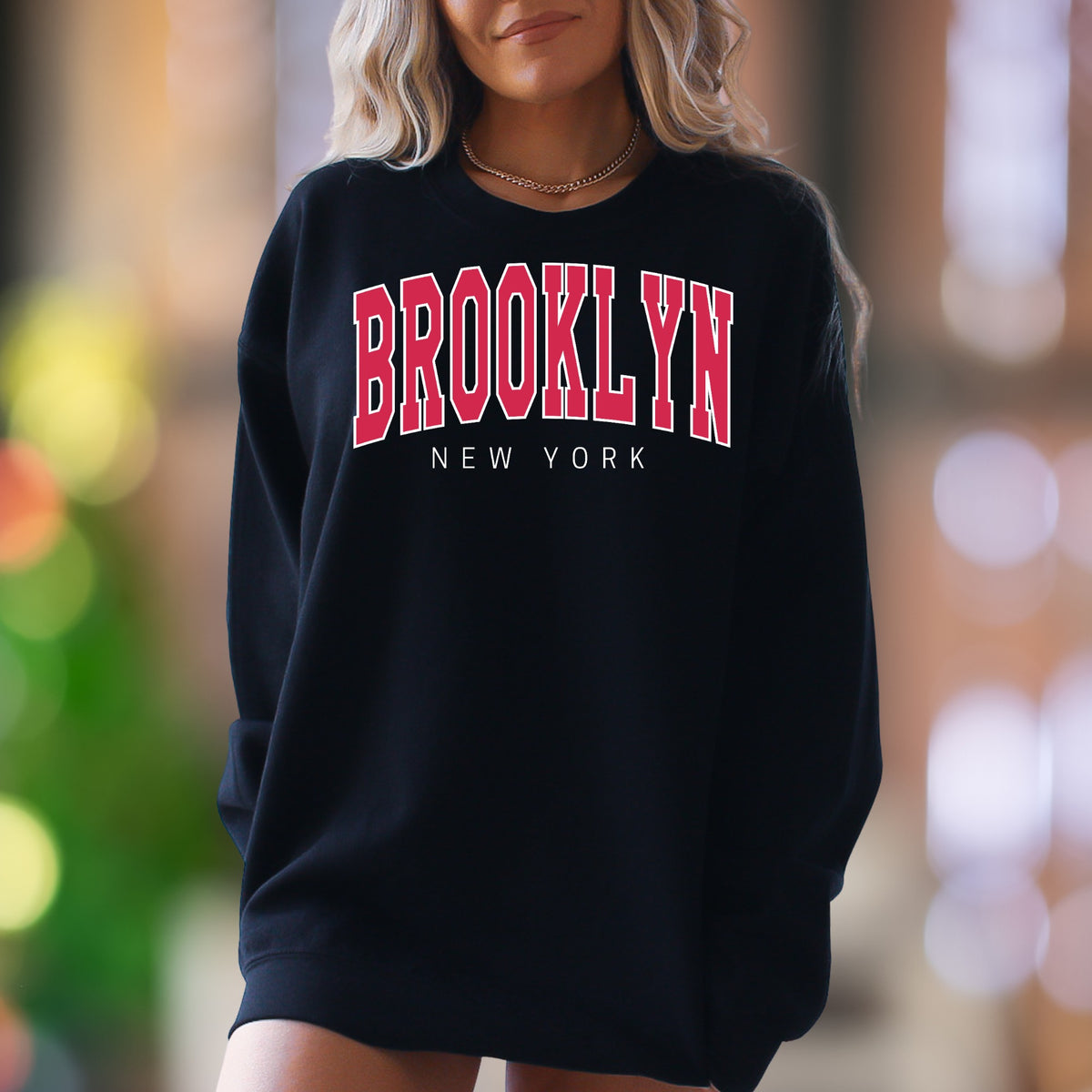 "BROOKLYN NEW YORK" | Retro Bold Typography Unisex Adult Sweatshirt | City Pride