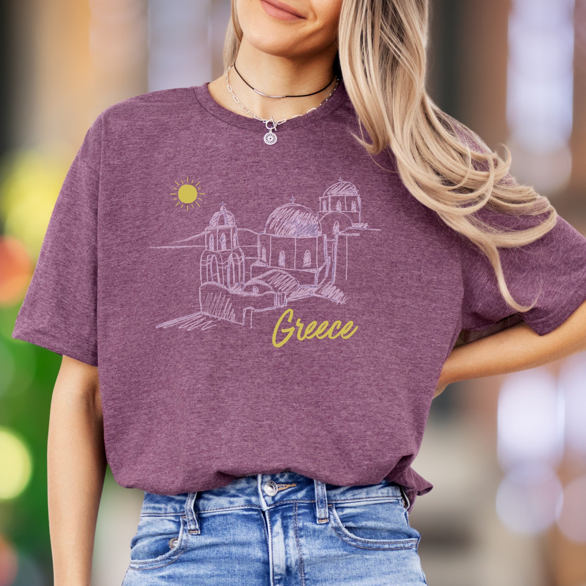 "Greece" | Sketch Art Travel Unisex Adult T-Shirt | Mediterranean Lifestyle