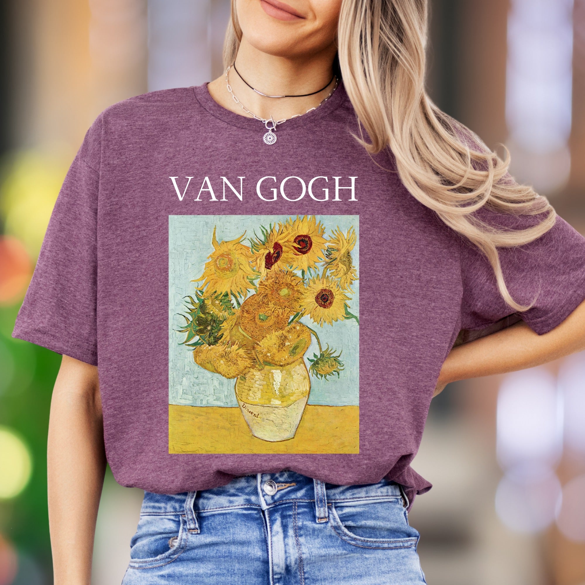"VAN GOGH" Van Gogh Sunflowers Art Unisex Adult T-Shirt | Artistic Expression