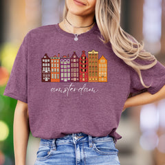 "amsterdam" | Colorful Cityscape Unisex Adult T-Shirt | Travel & Culture Apparel
