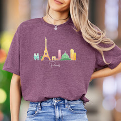 "Paris" | Minimal Skyline Unisex Adult T-Shirt | Travel & City Lifestyle