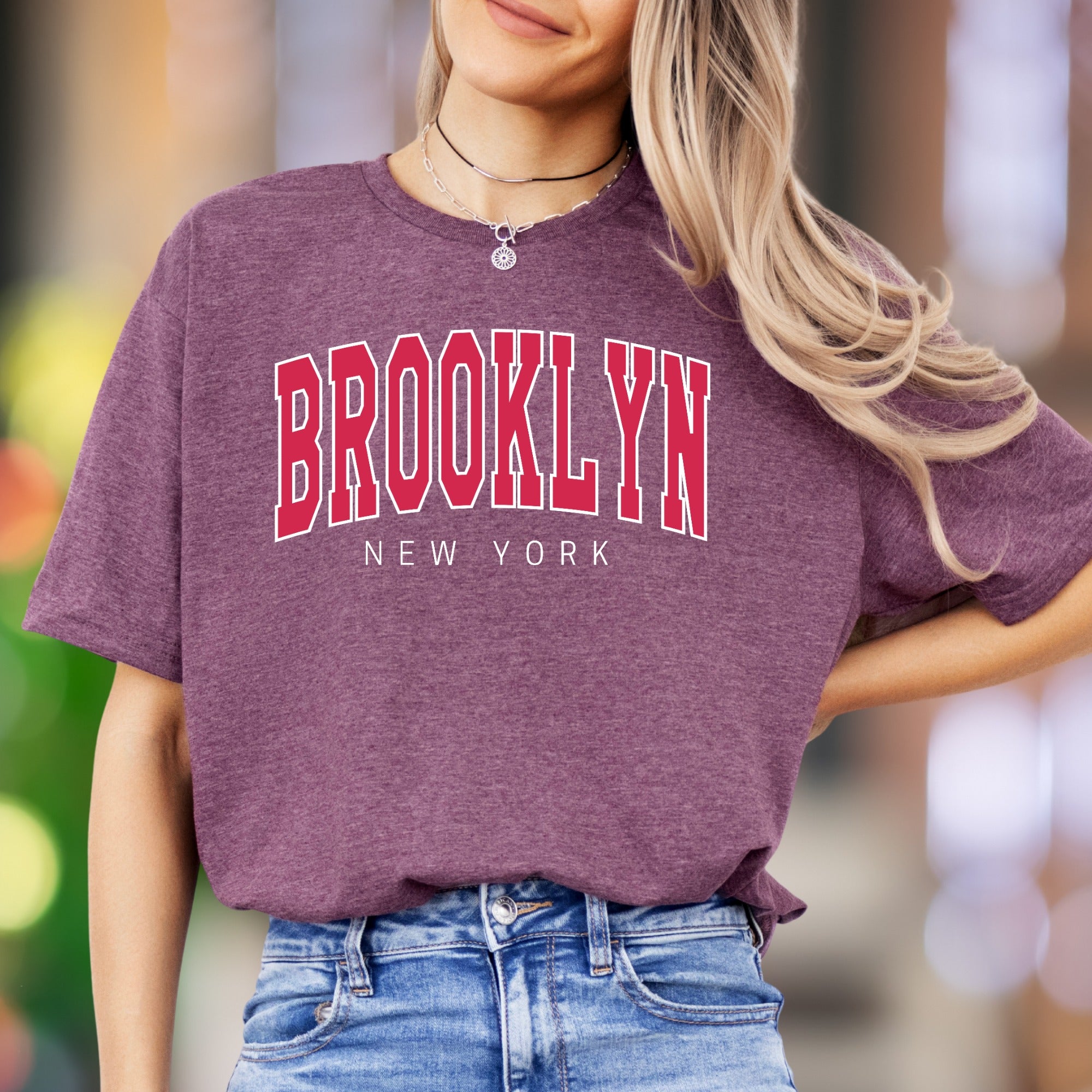 "BROOKLYN NEW YORK" | Bold Arch College Typography Unisex Adult T-Shirt | City Streetwear