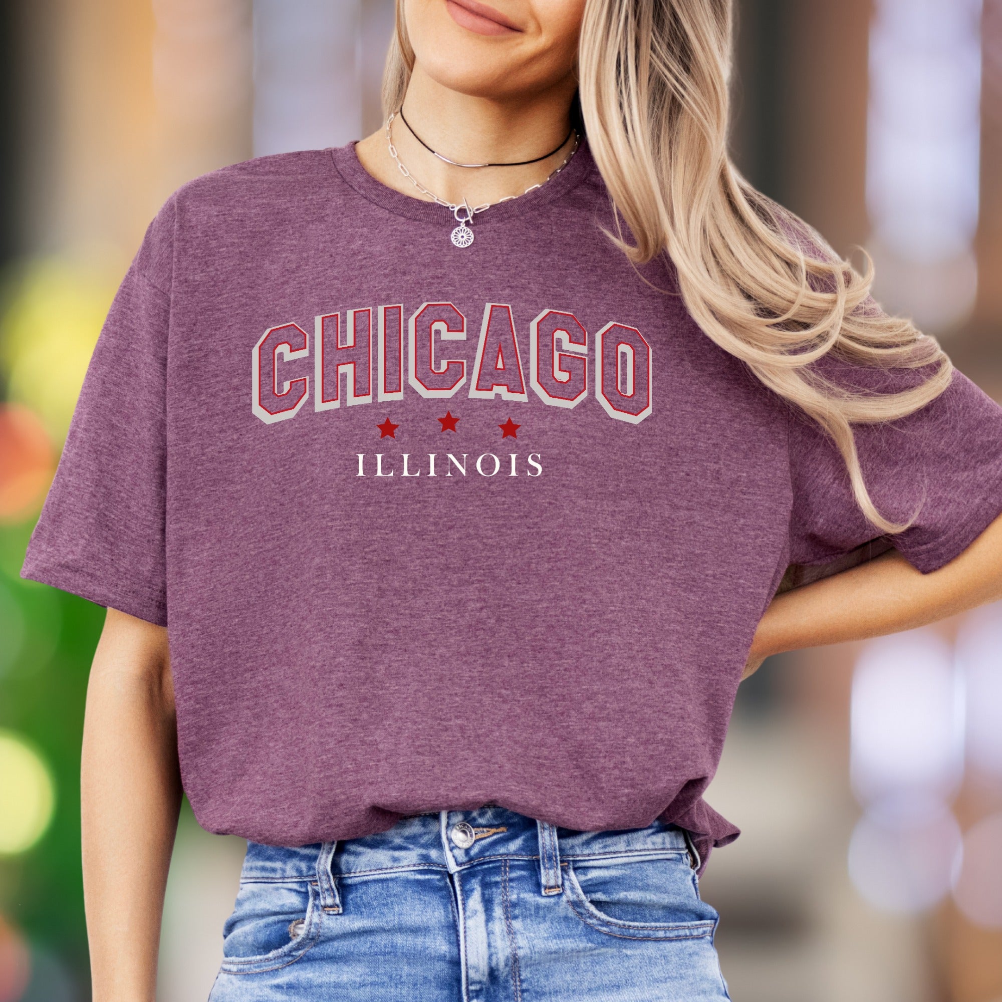 "CHICAGO ILLINOIS" | Retro Typography Unisex Adult T-Shirt | City Pride Apparel