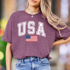 "USA" | Varsity Typography Unisex Adult T-Shirt | Patriotic American Style