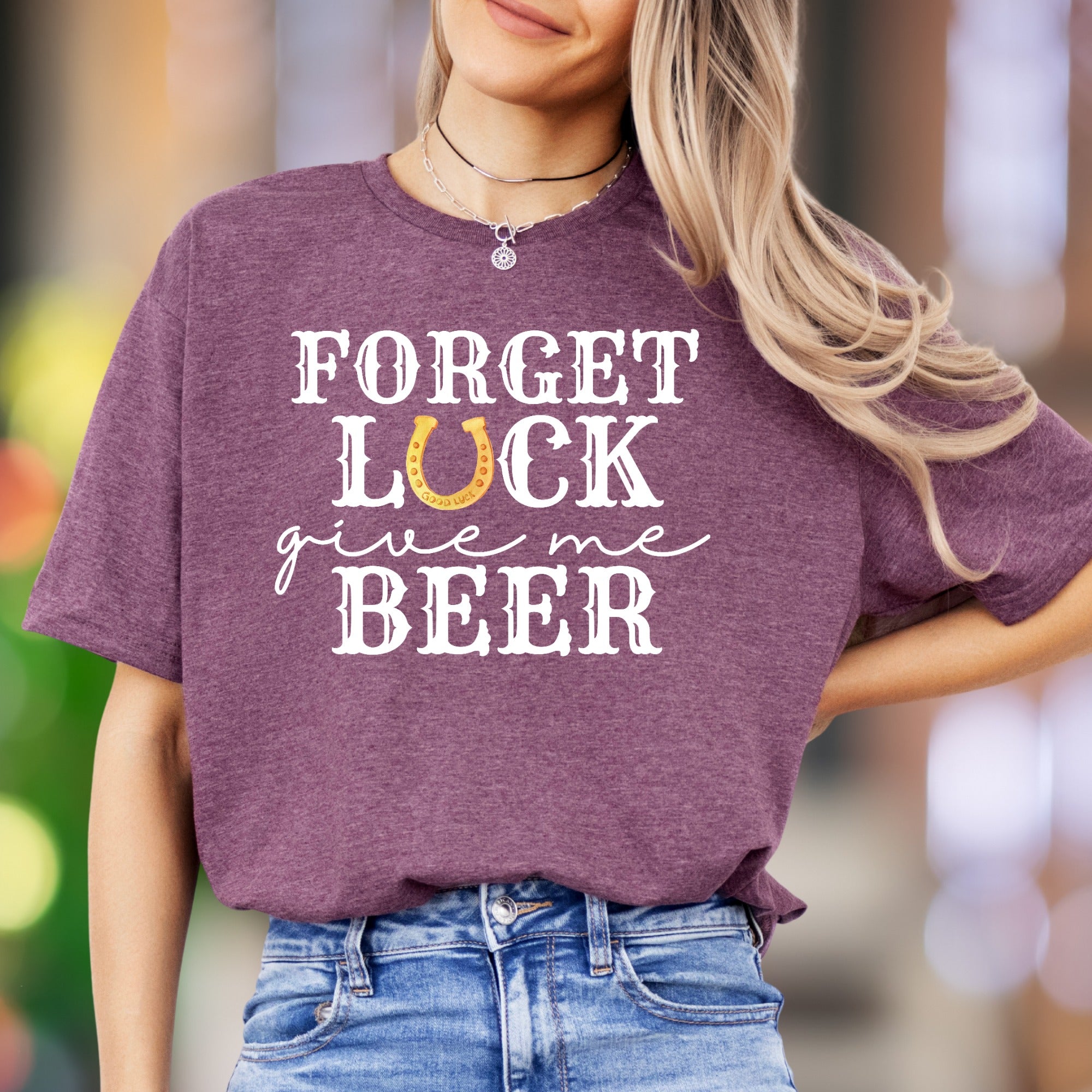 "Forget Luck Give Me Beer" | Funny Retro Unisex Adult T-Shirt | Celebration Lifestyle