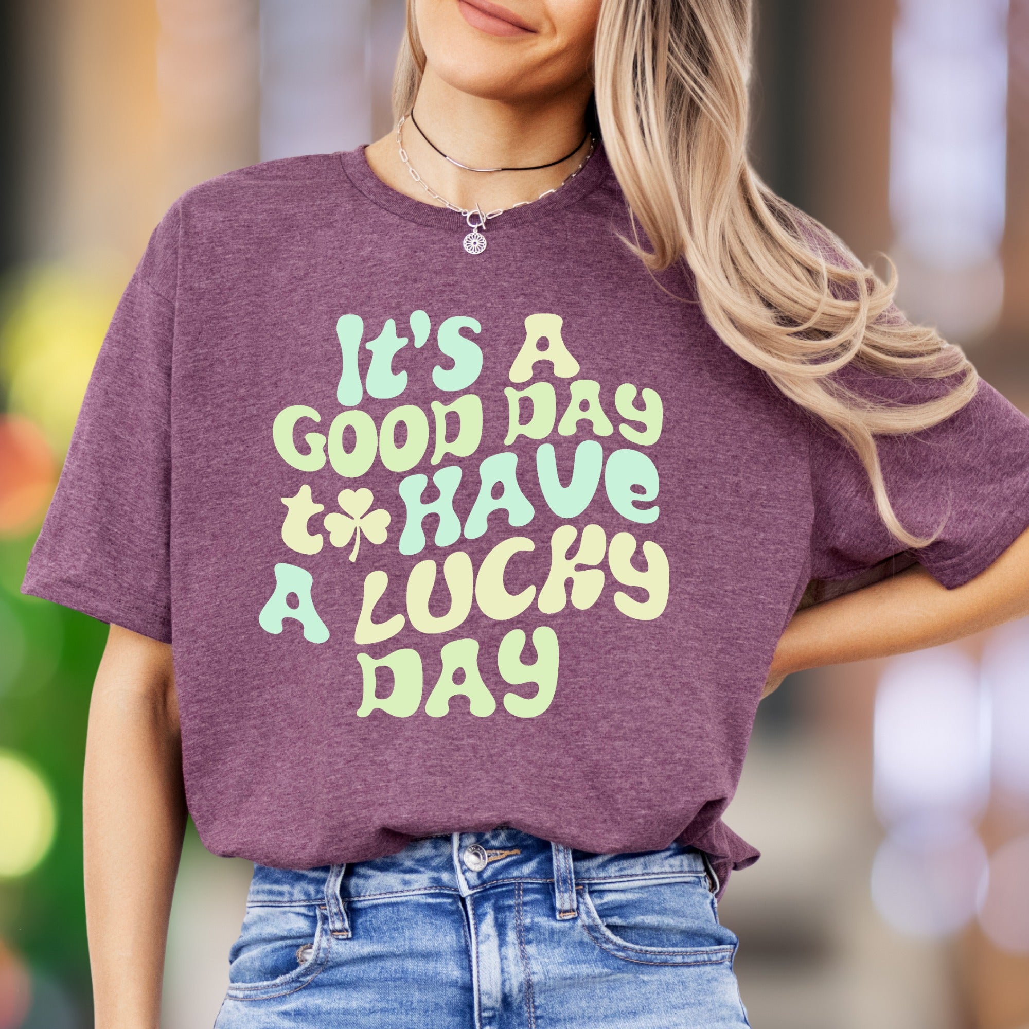 "It's A Good Day To Have A Lucky Day" | Retro Typography Unisex Adult T-Shirt | Positive Vibes Apparel