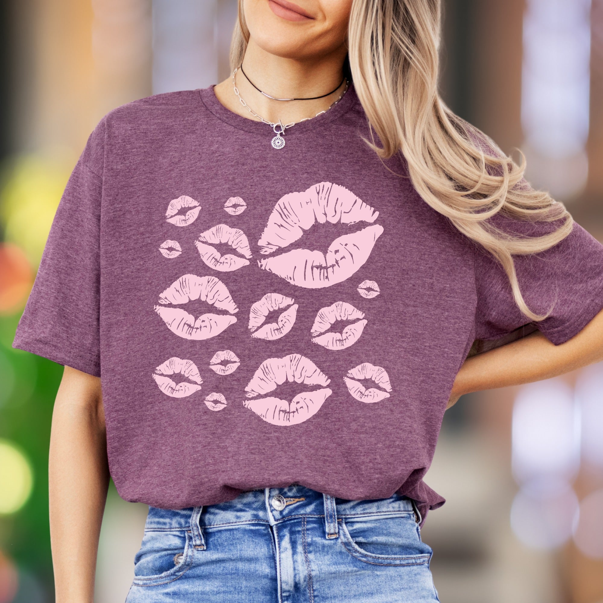 "Kisses" | Playful Lips Graphic Unisex Adult T-Shirt | Flirty Lifestyle Apparel
